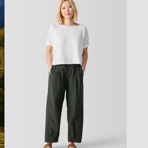 Eileen Fisher Washed Organic Cotton Poplin Lantern Pant - Seaweed - Size XS